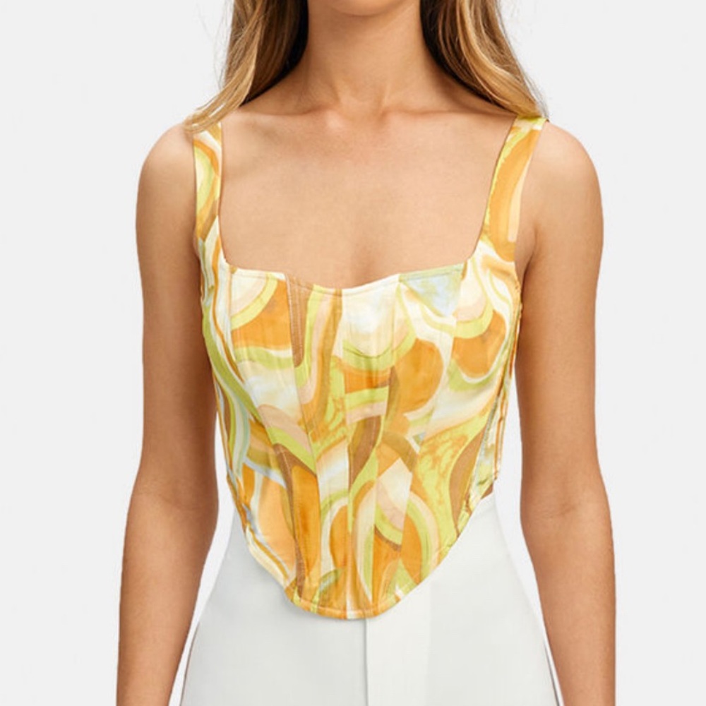 Bardot Yellow and White Crop Top